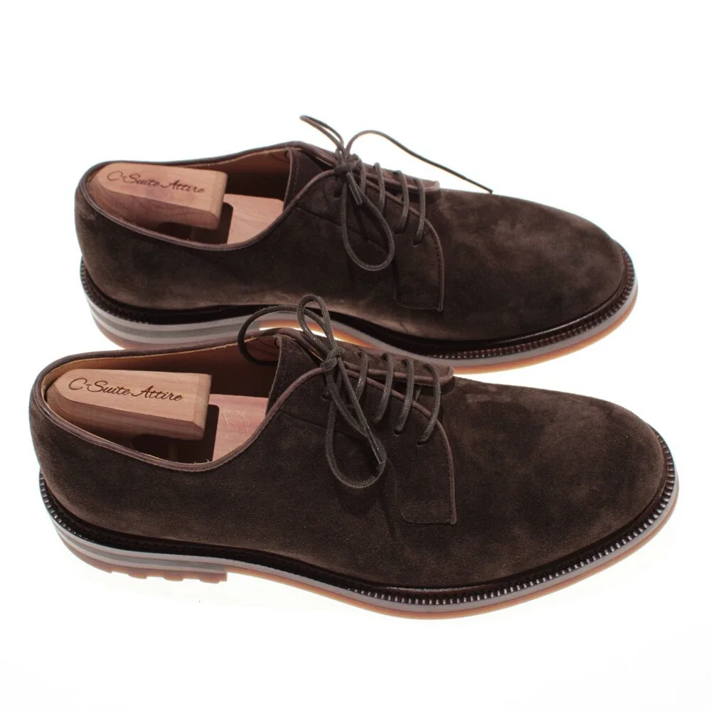Brunello Cucinelli NWB Derby Dress Shoes Size 42 (US 9) in Brown Suede